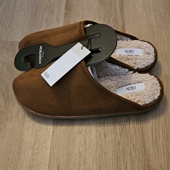 NWT Nordstrom Rack Mens Brock Faux Fur Lined Scuff Slipper Chestnut X-Large - Picture 9 of 12
